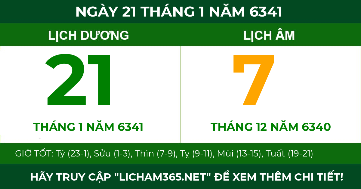 lịch âm ngày 21 tháng 1 năm 6341