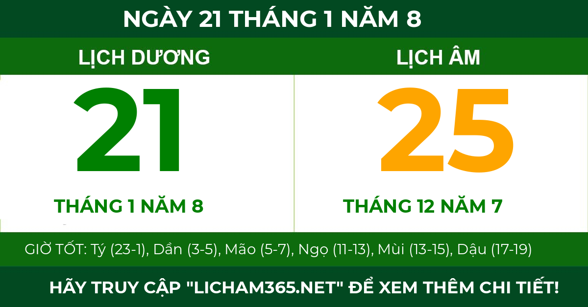 lịch âm ngày 21 tháng 1 năm 8