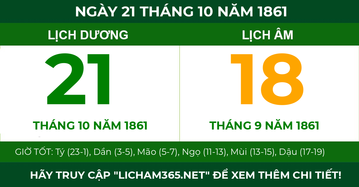 lịch âm ngày 21 tháng 10 năm 1861
