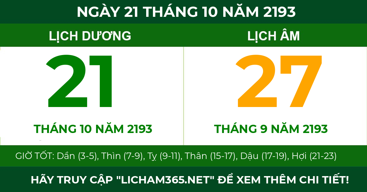 lịch âm ngày 21 tháng 10 năm 2193