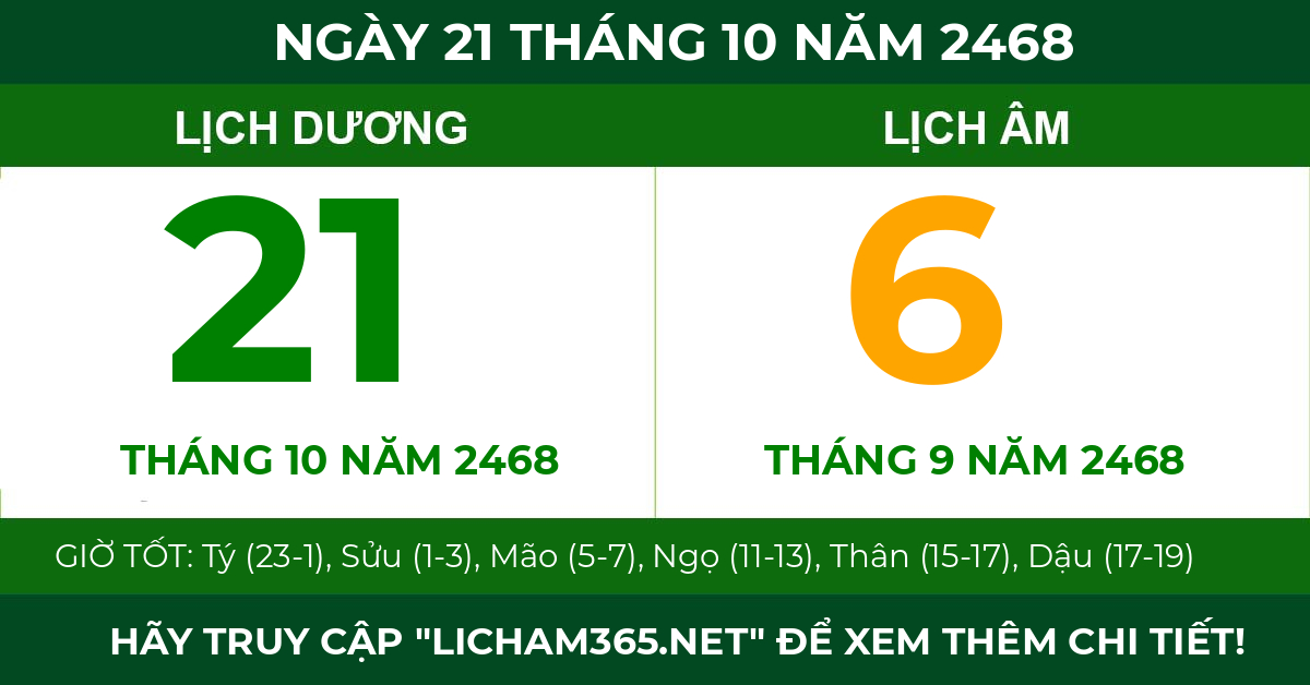 lịch âm ngày 21 tháng 10 năm 2468