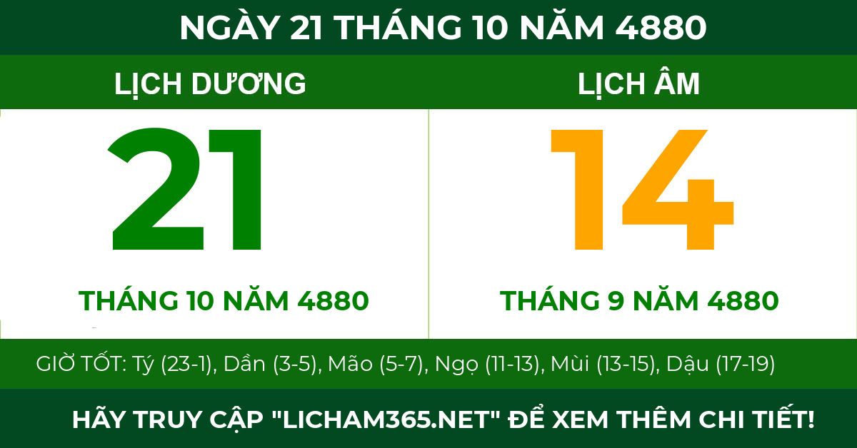 lịch âm ngày 21 tháng 10 năm 4880