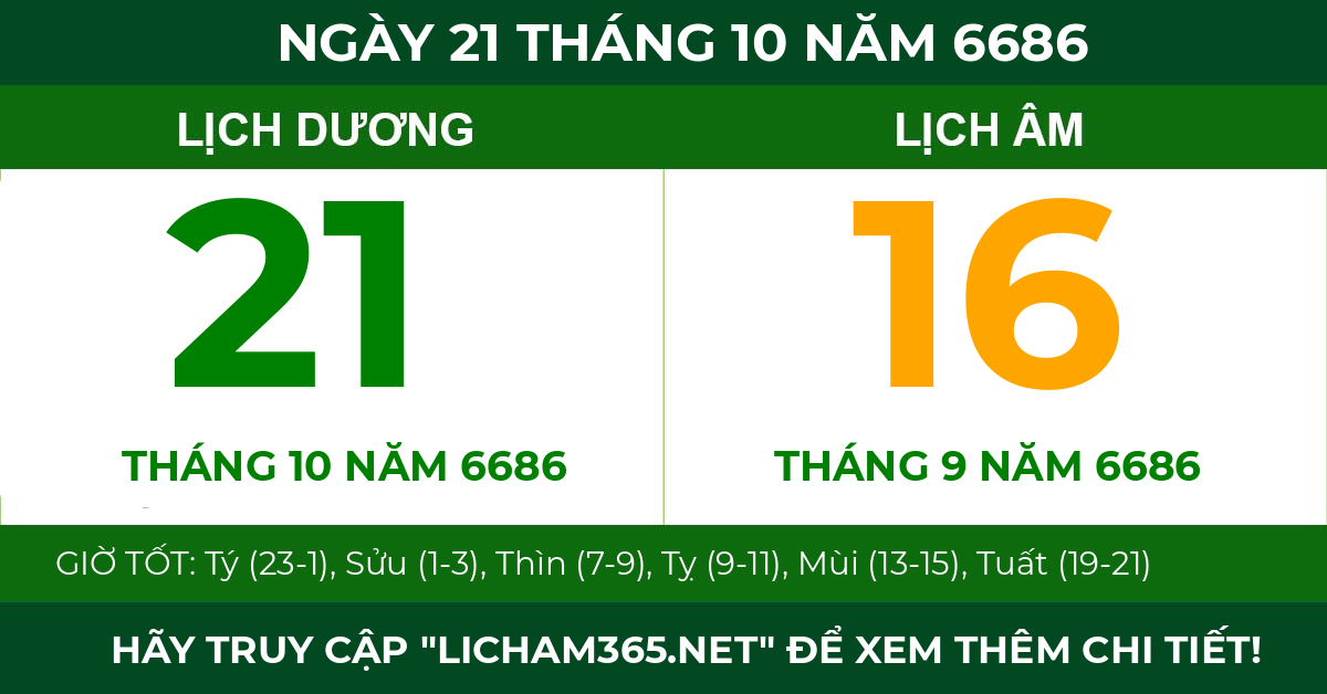 lịch âm ngày 21 tháng 10 năm 6686