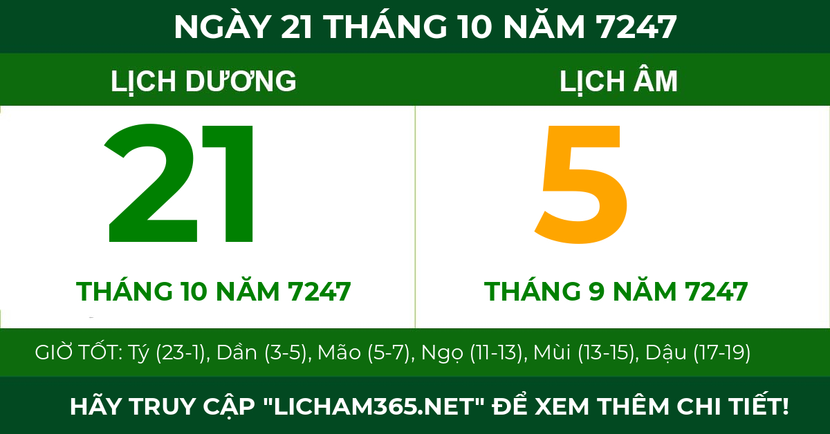 lịch âm ngày 21 tháng 10 năm 7247