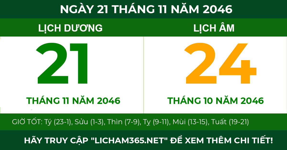 lịch âm ngày 21 tháng 11 năm 2046