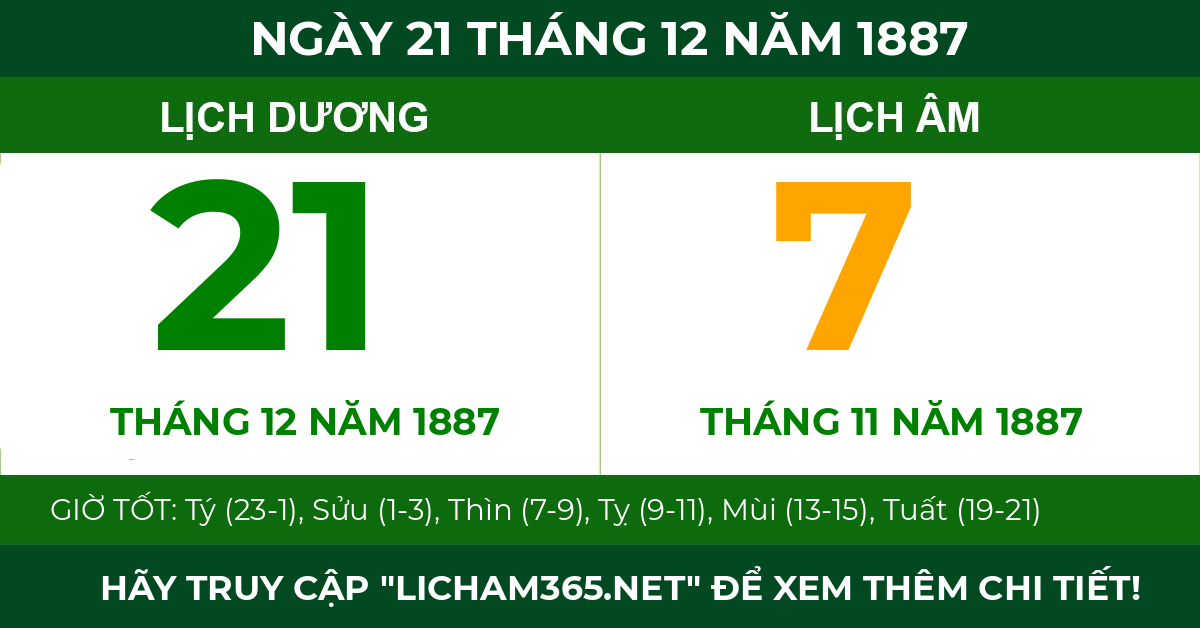 lịch âm ngày 21 tháng 12 năm 1887
