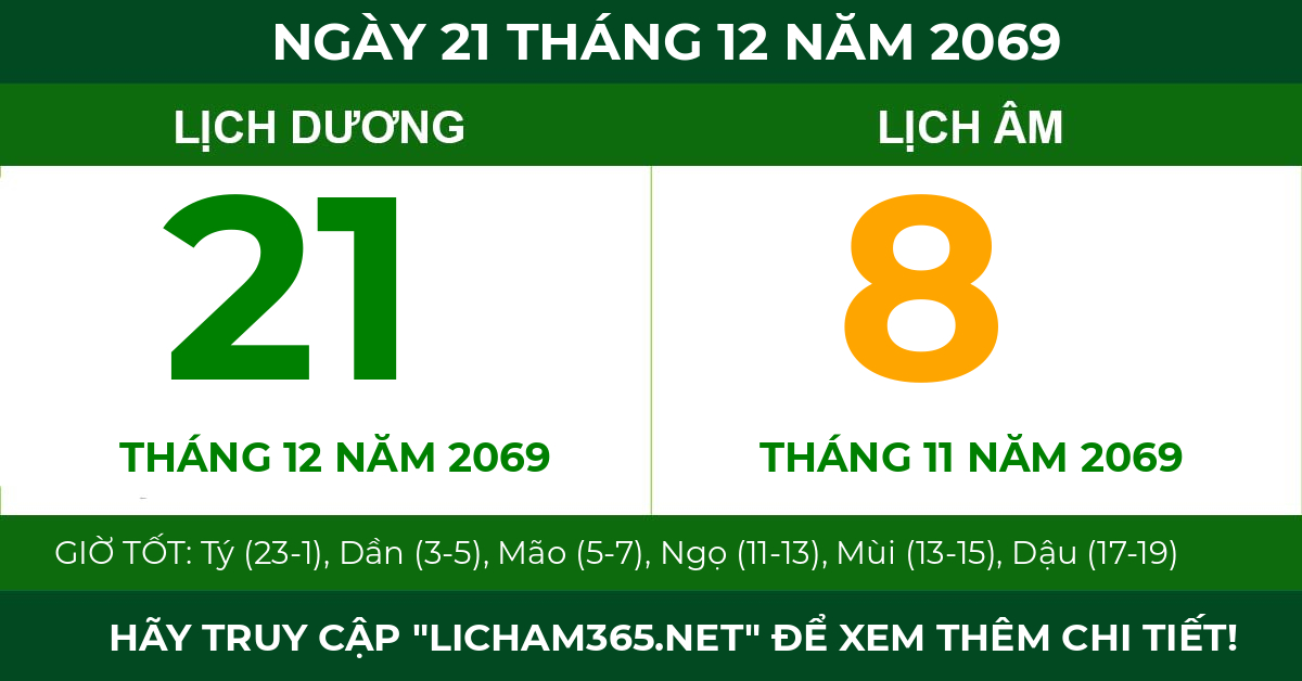 lịch âm ngày 21 tháng 12 năm 2069