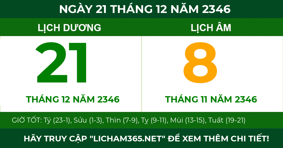 lịch âm ngày 21 tháng 12 năm 2346