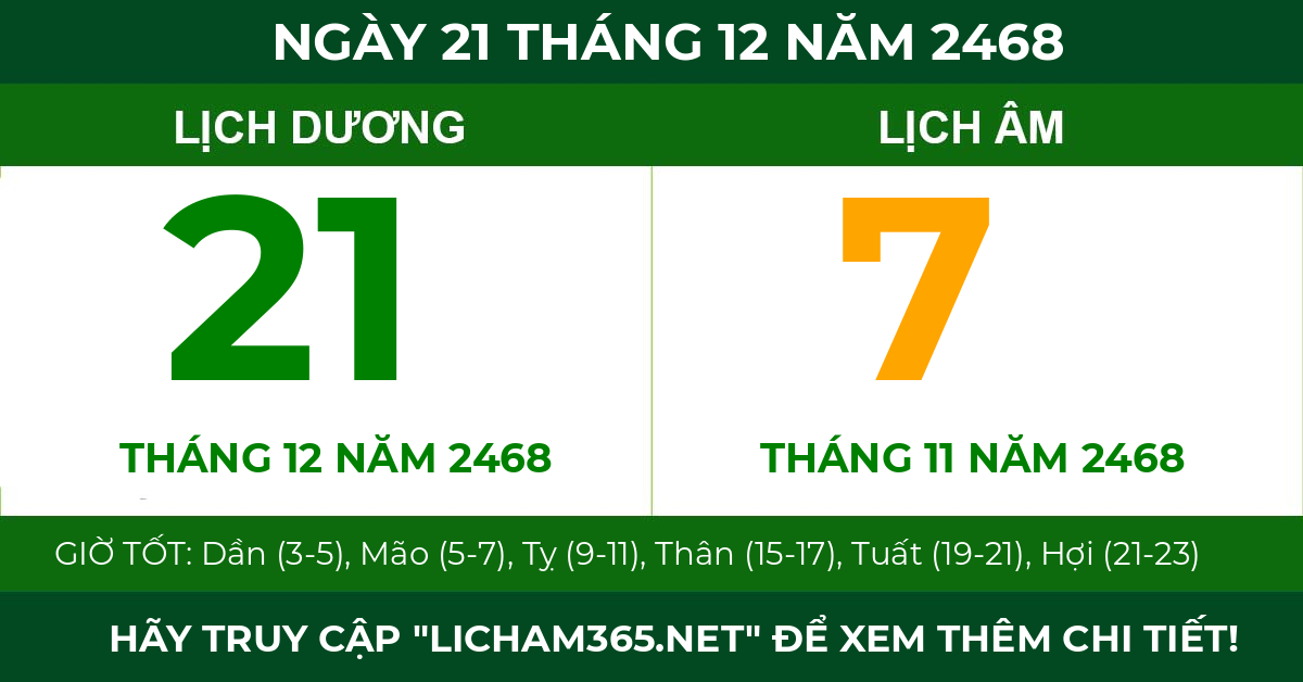 lịch âm ngày 21 tháng 12 năm 2468