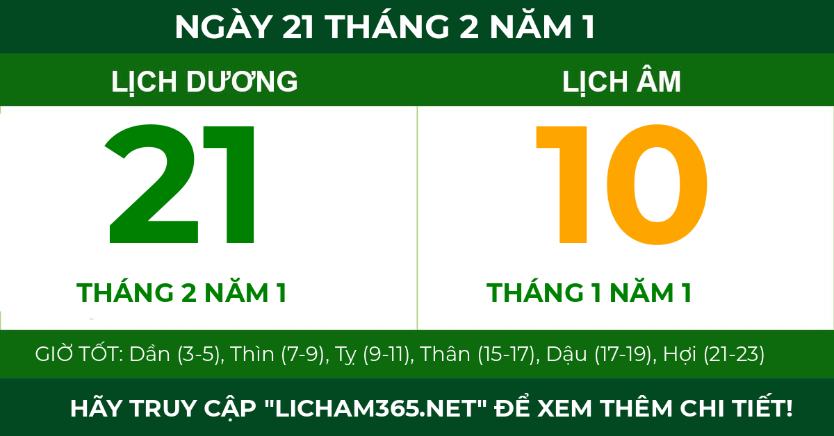 lịch âm ngày 21 tháng 2 năm 1