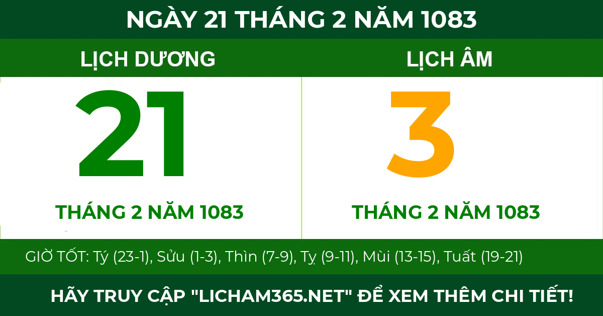 lịch âm ngày 21 tháng 2 năm 1083