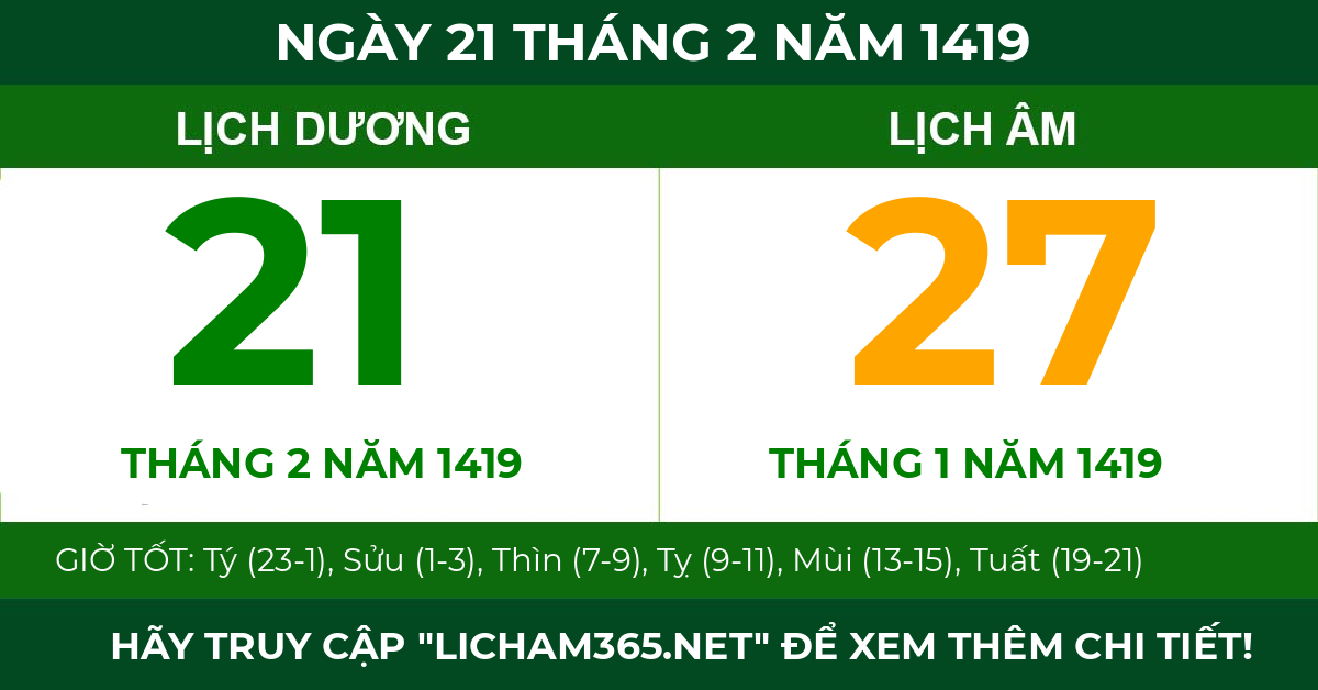 lịch âm ngày 21 tháng 2 năm 1419