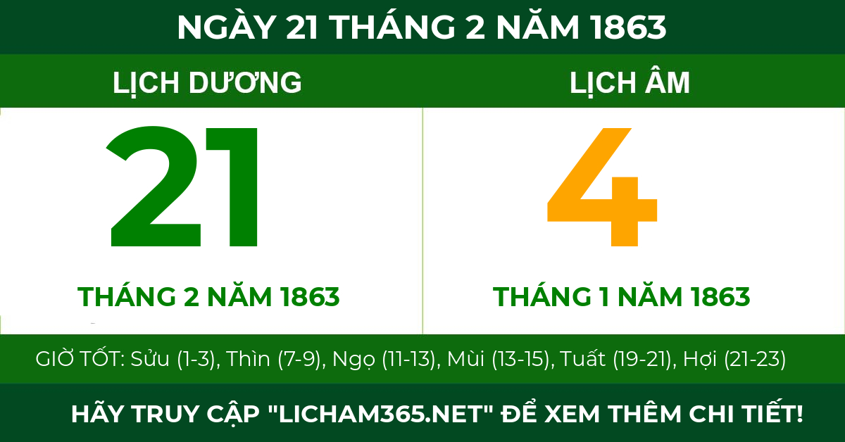 lịch âm ngày 21 tháng 2 năm 1863