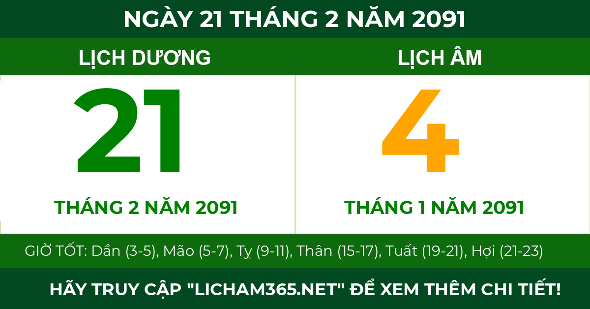 lịch âm ngày 21 tháng 2 năm 2091