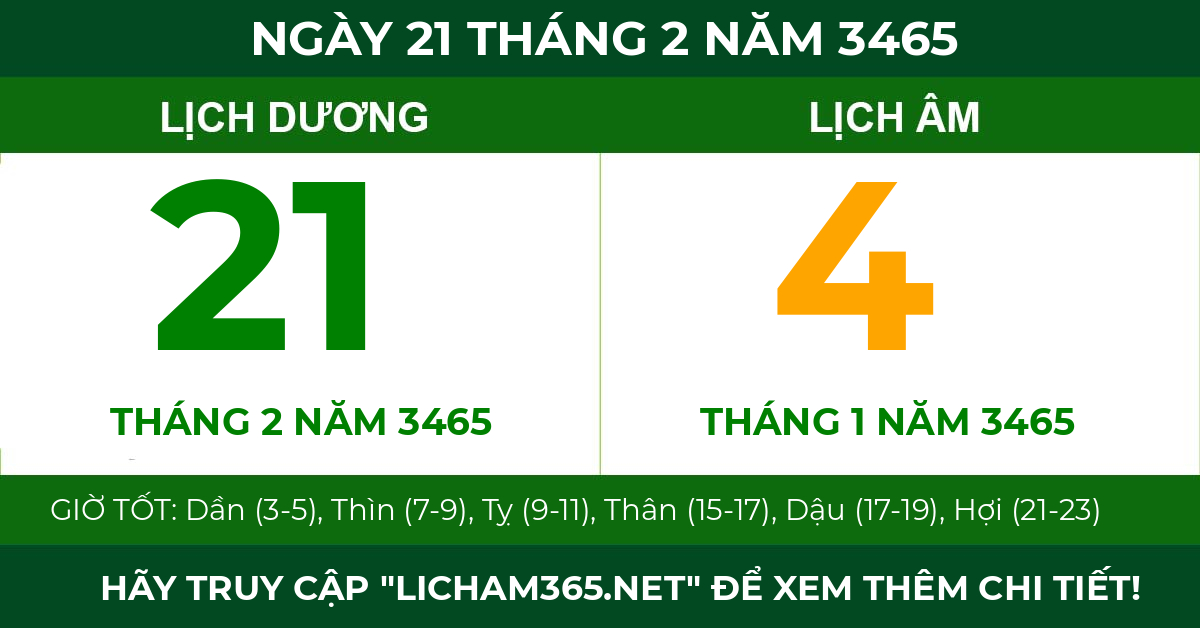 lịch âm ngày 21 tháng 2 năm 3465