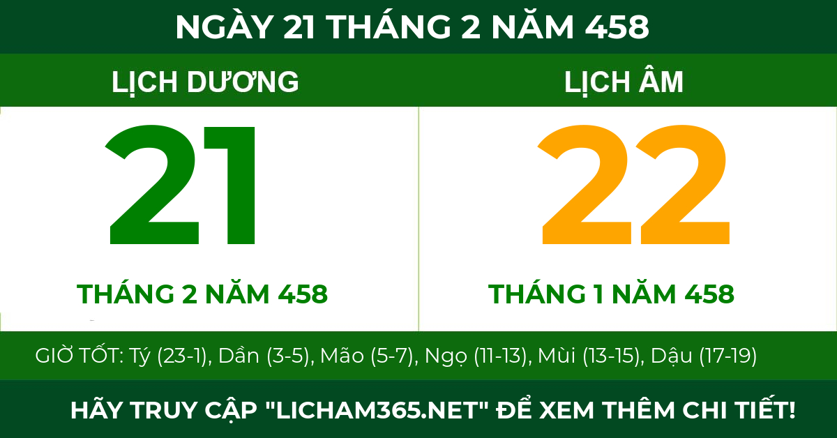 lịch âm ngày 21 tháng 2 năm 458