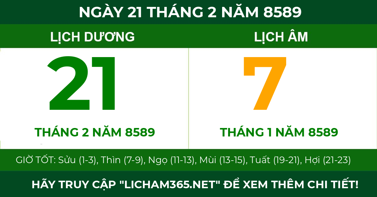 lịch âm ngày 21 tháng 2 năm 8589