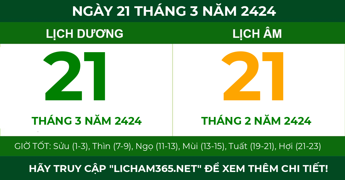 lịch âm ngày 21 tháng 3 năm 2424