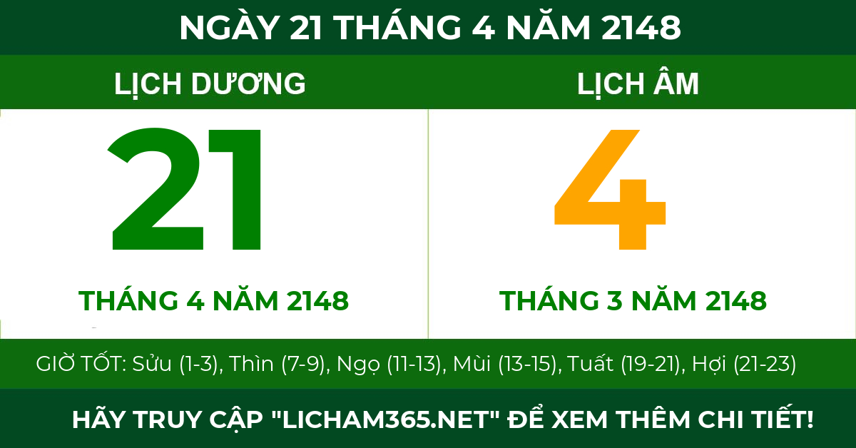 lịch âm ngày 21 tháng 4 năm 2148