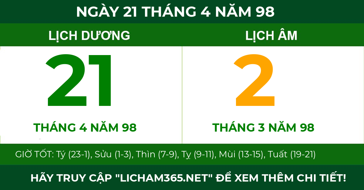 lịch âm ngày 21 tháng 4 năm 98