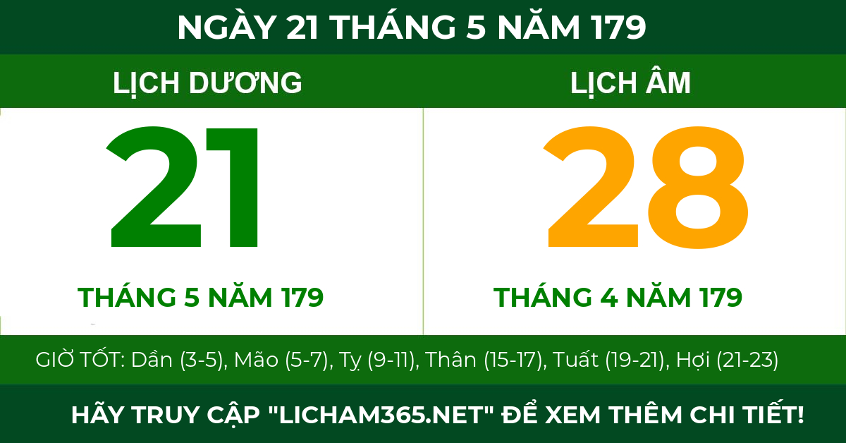 lịch âm ngày 21 tháng 5 năm 179