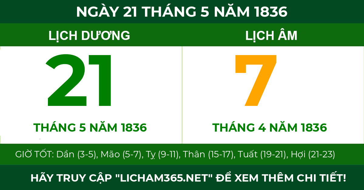 lịch âm ngày 21 tháng 5 năm 1836