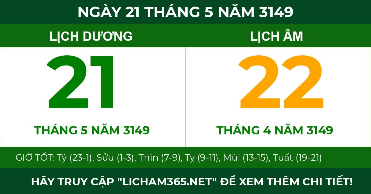lịch âm ngày 21 tháng 5 năm 3149