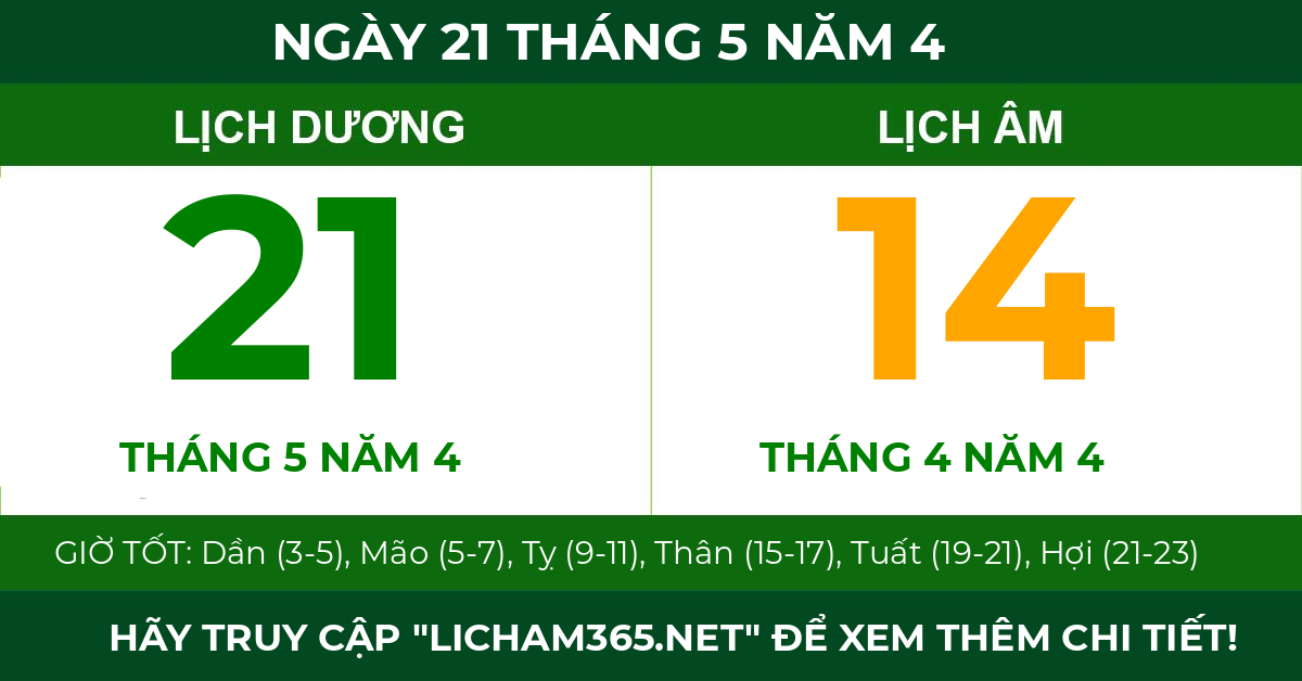 lịch âm ngày 21 tháng 5 năm 4