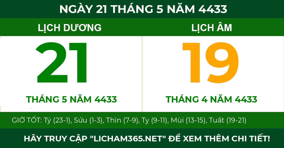 lịch âm ngày 21 tháng 5 năm 4433
