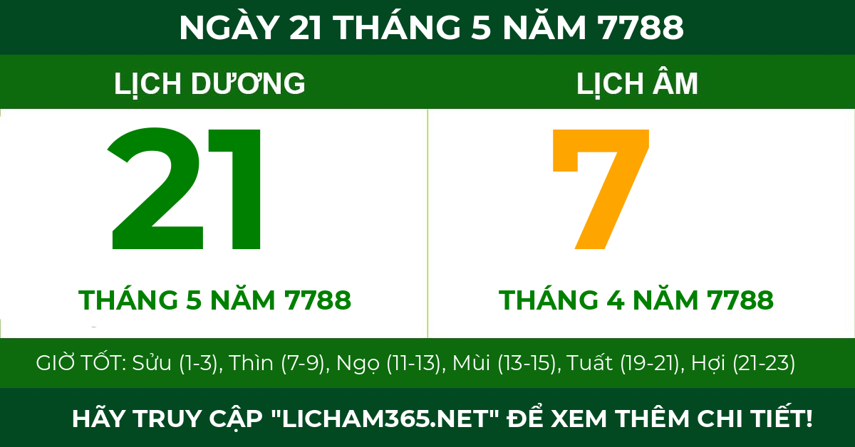 lịch âm ngày 21 tháng 5 năm 7788