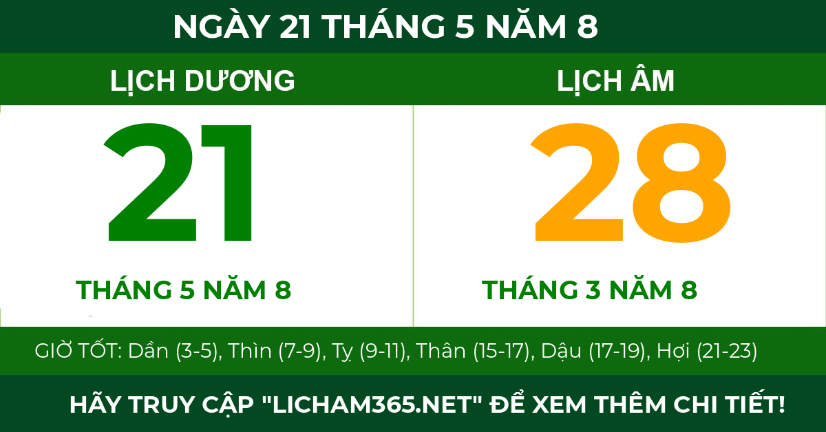 lịch âm ngày 21 tháng 5 năm 8