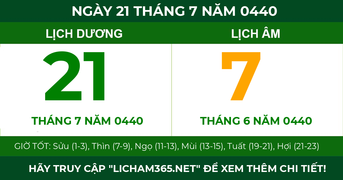 lịch âm ngày 21 tháng 7 năm 0440