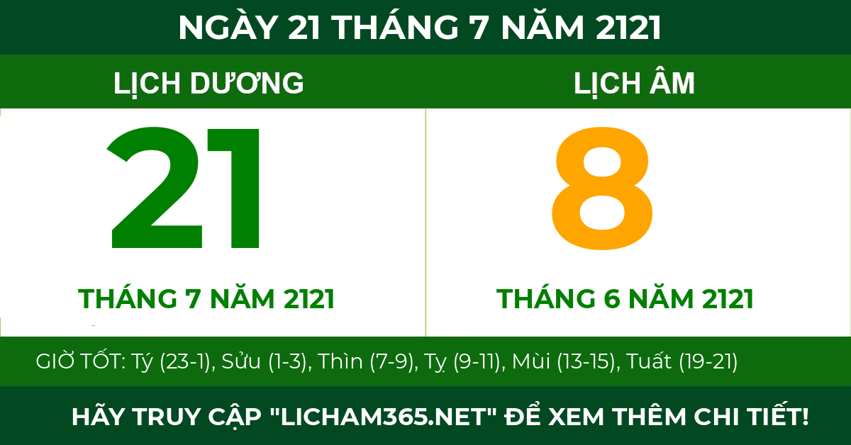 lịch âm ngày 21 tháng 7 năm 2121