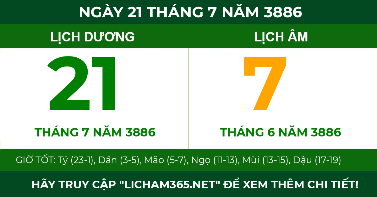 lịch âm ngày 21 tháng 7 năm 3886