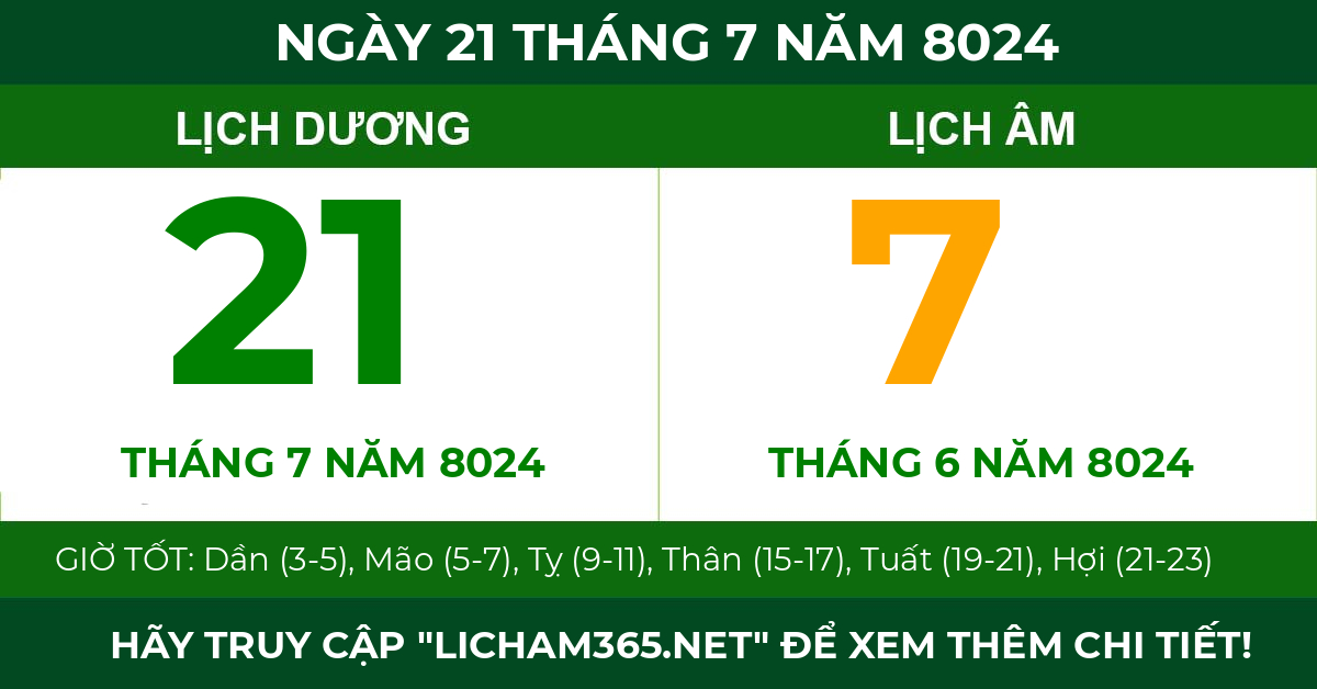lịch âm ngày 21 tháng 7 năm 8024