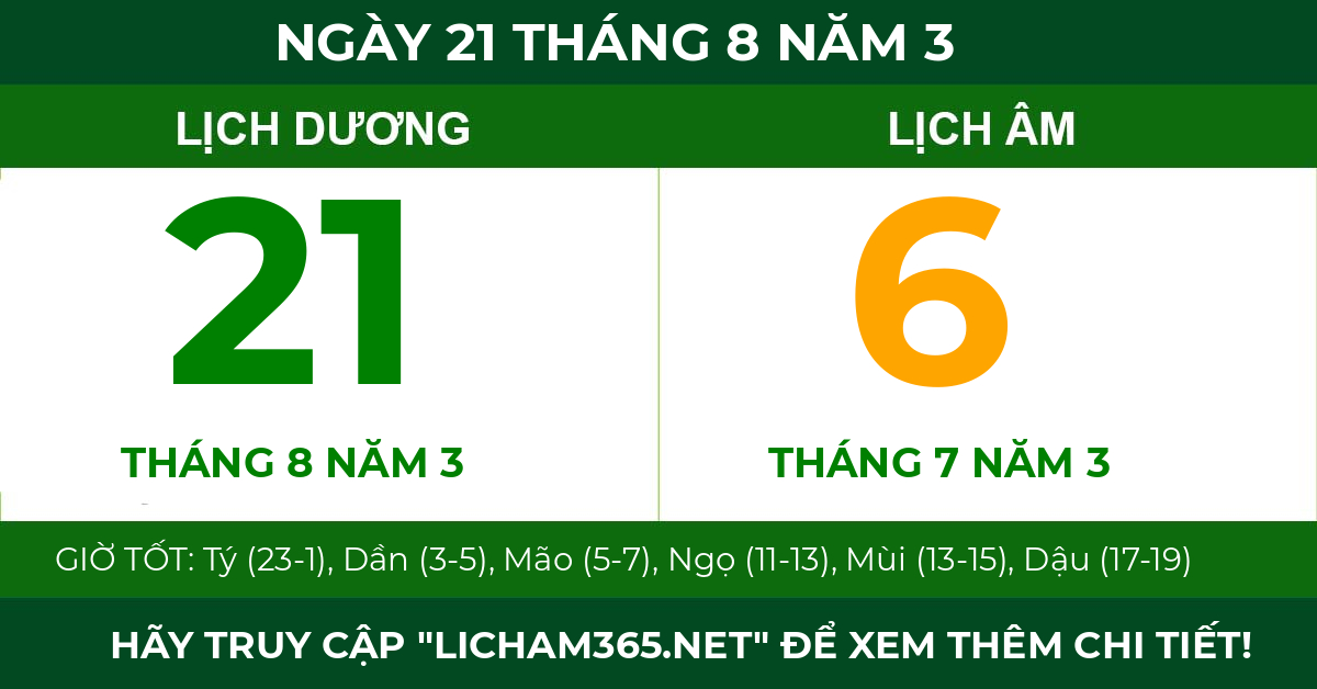 lịch âm ngày 21 tháng 8 năm 3