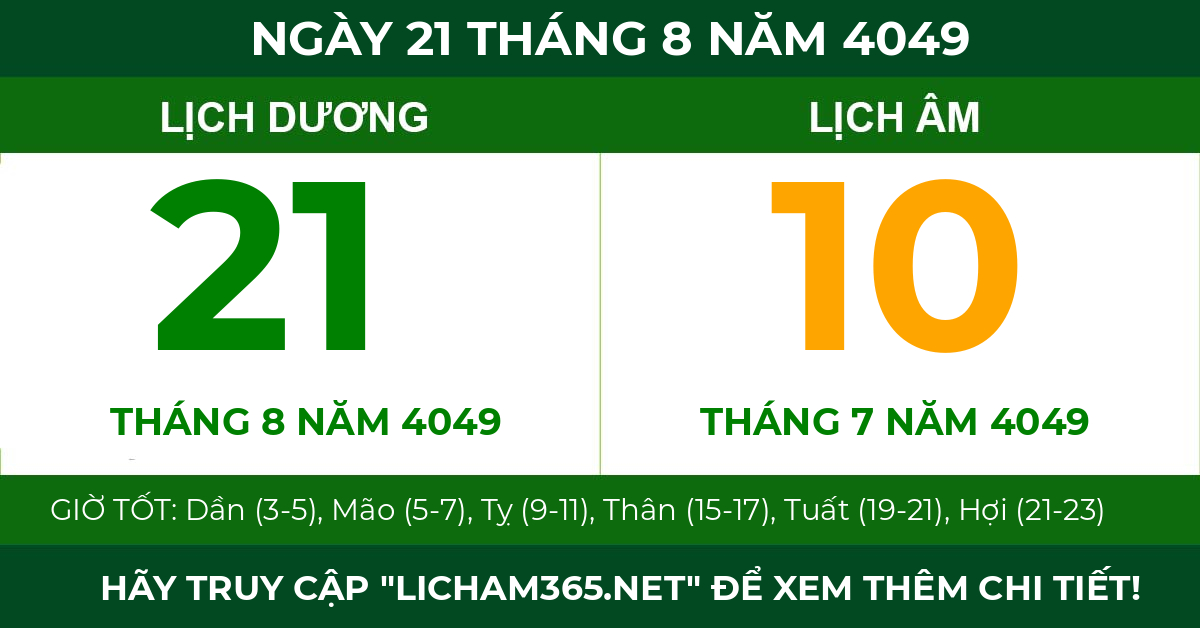 lịch âm ngày 21 tháng 8 năm 4049