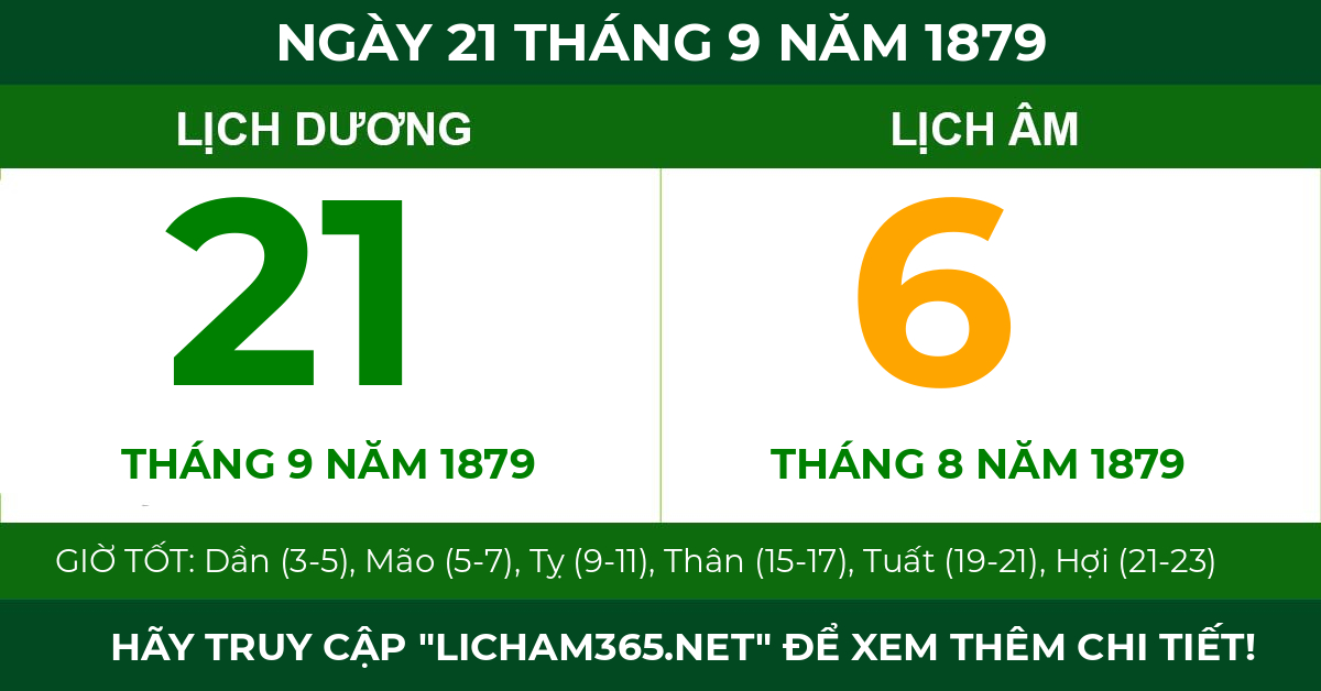 lịch âm ngày 21 tháng 9 năm 1879