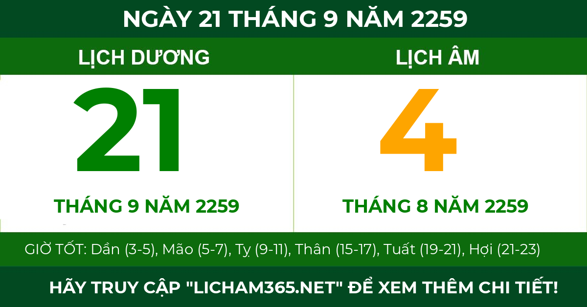 lịch âm ngày 21 tháng 9 năm 2259
