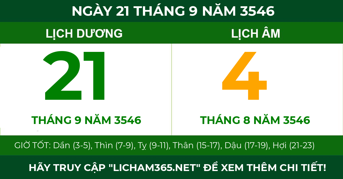 lịch âm ngày 21 tháng 9 năm 3546