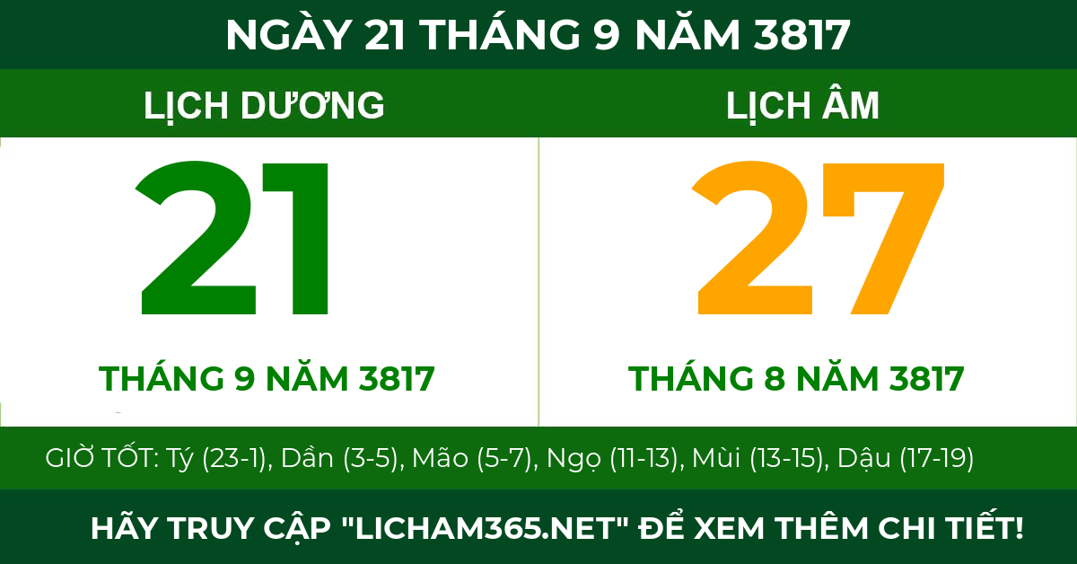 lịch âm ngày 21 tháng 9 năm 3817