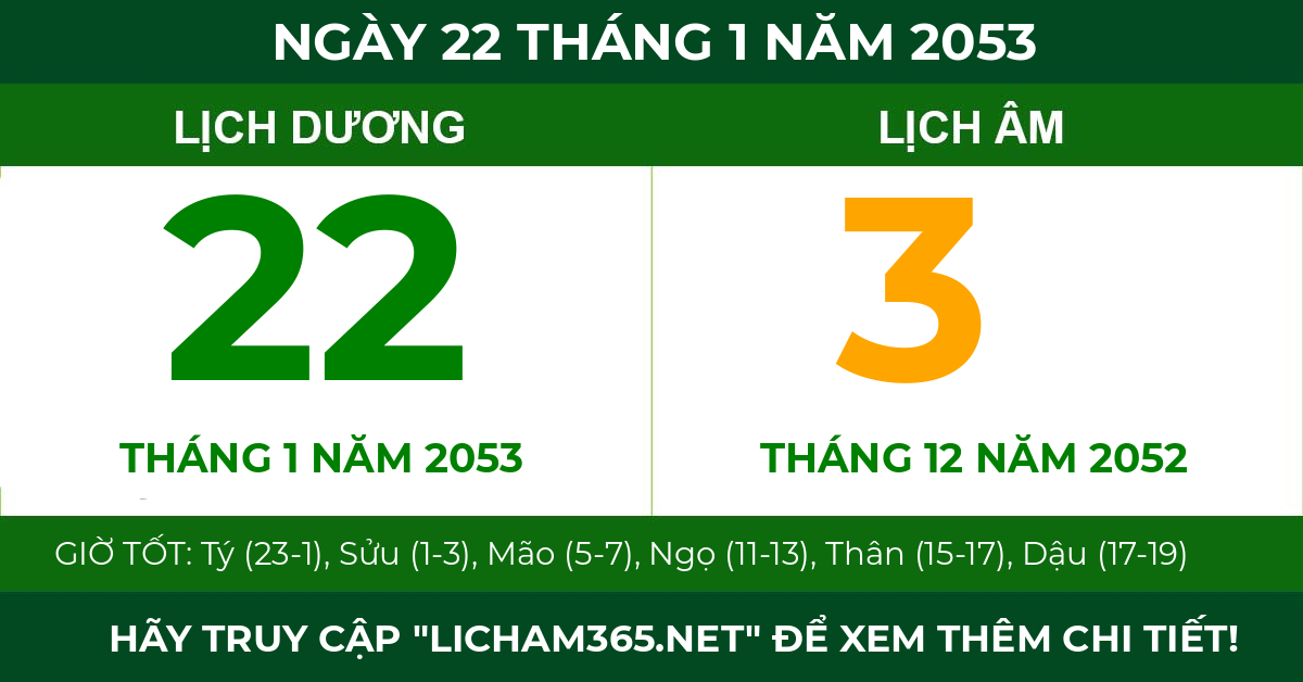 lịch âm ngày 22 tháng 1 năm 2053
