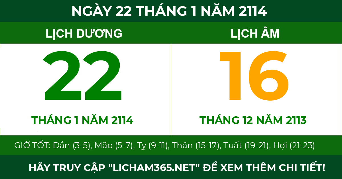 lịch âm ngày 22 tháng 1 năm 2114