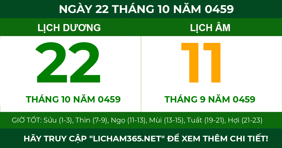 lịch âm ngày 22 tháng 10 năm 0459