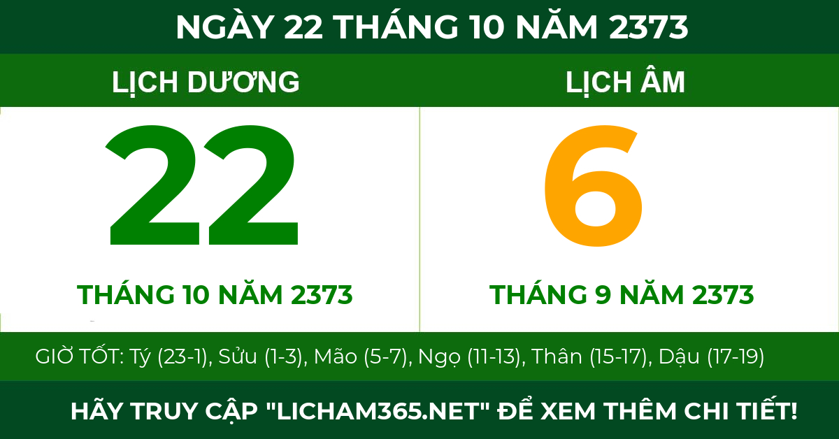 lịch âm ngày 22 tháng 10 năm 2373