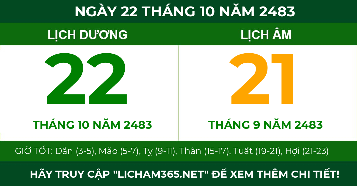 lịch âm ngày 22 tháng 10 năm 2483