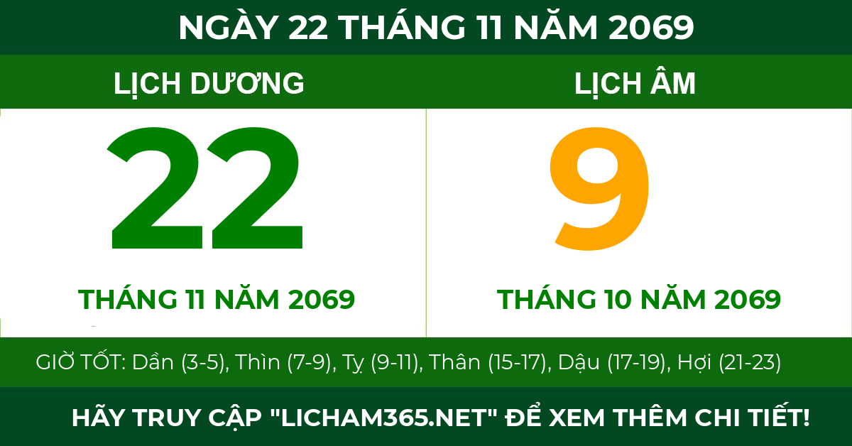 lịch âm ngày 22 tháng 11 năm 2069
