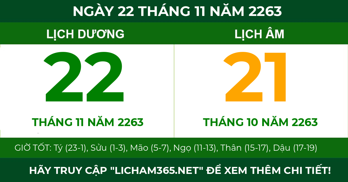 lịch âm ngày 22 tháng 11 năm 2263