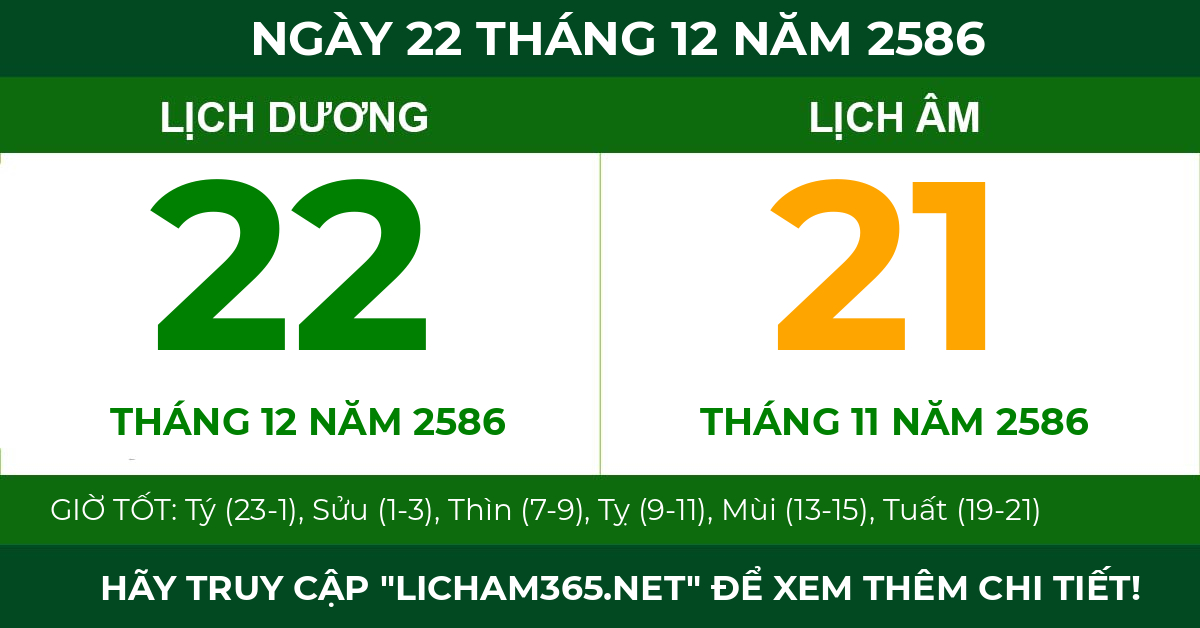 lịch âm ngày 22 tháng 12 năm 2586