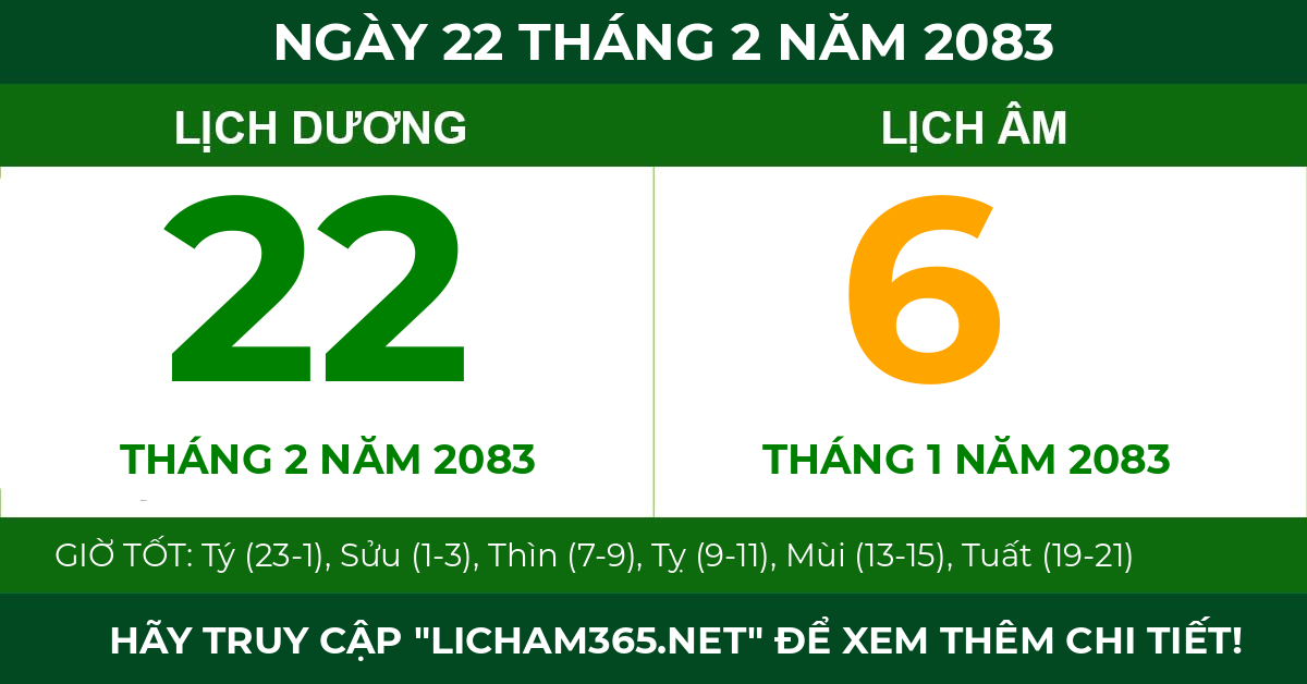 lịch âm ngày 22 tháng 2 năm 2083